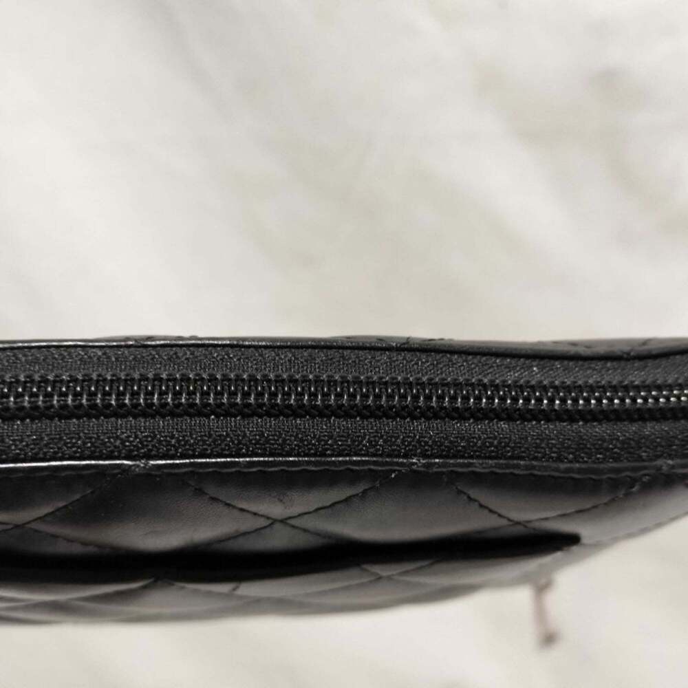 CHANEL Authentic Black Leather Logo Wallet - Picture 5 of 10